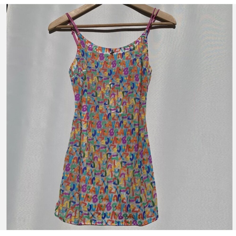 NWT Neon Abstract Savage X Fenty Mesh Slip Dress Size Large